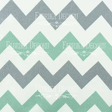 Fabric cut piece 35X70 Gray-mint zigzag