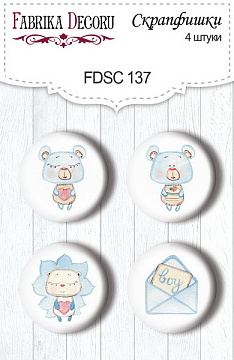 Set of 4pcs flair buttons for scrabooking "Sweet baby boy 1" #137