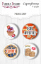 Set of 4pcs flair buttons for scrabooking "Soul Kitchen 1" EN #267