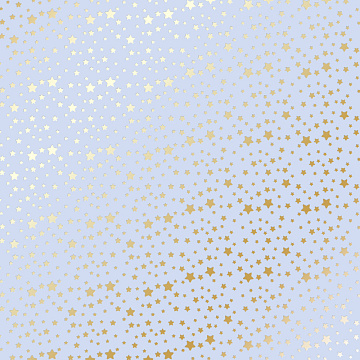 Sheet of single-sided paper with gold foil embossing, pattern Golden stars Purple, 12"x12"