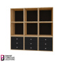 Cabinet with three drawers, Body Oak Kraft, Fronts Black, 400mm x 400mm x 400mm - 5