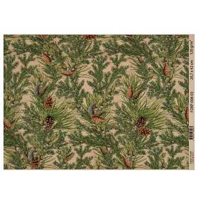 лист крафт бумаги с рисунком "vintage christmas", #3, 42x29,7 см