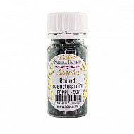 Sequins Round rosettes mini, dark-green metallic, #507