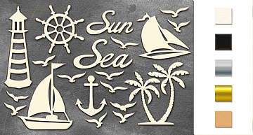 Chipboard embellishments set,  "Sea" #017