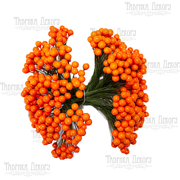 Set of lacquer guelder rose berries, mini Orange, 20pcs