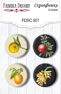 Set of 4pcs flair buttons for scrabooking Botany exotic #501