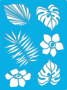 Stencil reusable, 15 cm x 20 cm Tropicl leaves, #444