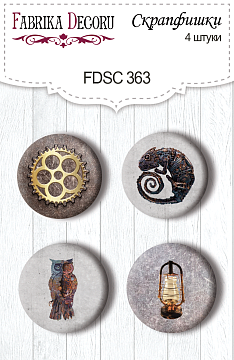 Set mit 4 Flair-Buttons zum Scrapbooking von Grunge&Mechanics #363