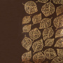 Skóra PU do oprawiania ze złotym tłoczeniem, wzór Golden Leaves Chocolate, 50cm x 25cm 