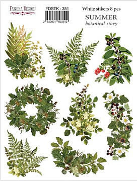 Set of stickers 8 pcs Summer botanical story #351