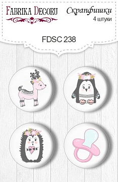 Set of 4pcs flair buttons for scrabooking "Scandi Baby Girl" #238