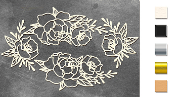 Chipboard embellishments set, "Peonies" #341