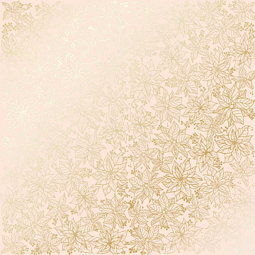 Sheet of single-sided paper with gold foil embossing, pattern Golden Poinsettia Beige, 12"x12"