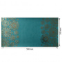 Piece of PU leather with gold stamping, pattern Golden Napkins Turquoise, 50cm x 25cm - 0