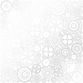 лист односторонней бумаги с серебряным тиснением, дизайн silver gears white, 30,5см х 30,5см
