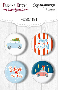 Set of 4pcs flair buttons for scrabooking "Winter in the city 1" EN #191