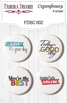 Set of 4pcs flair buttons for scrabooking #002