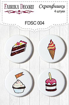 Set mit 4 Flair-Buttons für Scrapbooking #004