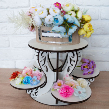 ажурная подставка для сладостей, тортов и бонбоньерок "лебеди", белая, 305 мм х 305 мм х 200мм фабрика декору - 2