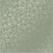 лист односторонней бумаги с серебряным тиснением, дизайн silver rose leaves, olive, 30,5см х 30,5см