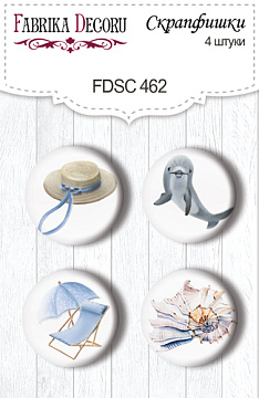 Set of 4pcs flair buttons for scrabooking Memories of the sea #462