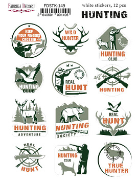 Zestaw naklejek,12 szt, "Hunting EN"  #149