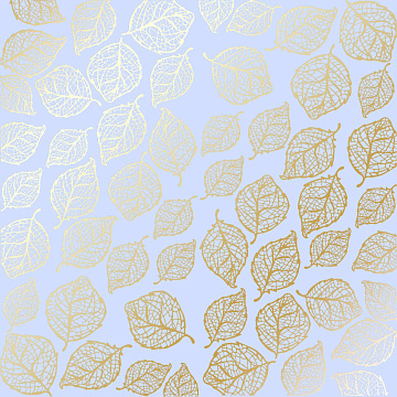 Blatt aus einseitigem Papier mit Goldfolienprägung, Muster Golden Delicate Leaves Purple, 12"x12"