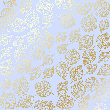 Sheet of single-sided paper with gold foil embossing, pattern Golden Delicate Leaves Purple, 12"x12"