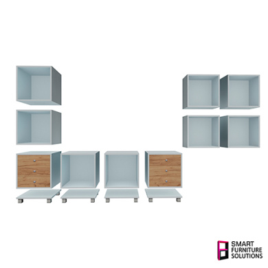 Модульная Мебельная Система Maxi, 1600 х 400 х 1276 мм, Белый - Дуб Крафт - 2