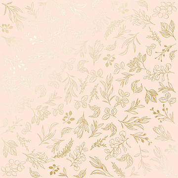 Sheet of single-sided paper with gold foil embossing, pattern "Golden Branches Beige"