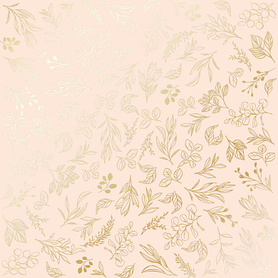 лист односторонней бумаги с фольгированием, дизайн golden branches beige, 30,5см х 30,5см