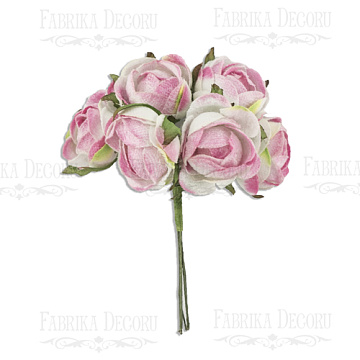  Bouquet of peony bud white with pink, 6pcs
