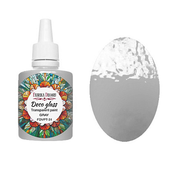 Deco Glass Transparent Paint for Stained Glass Effect, Grey, 30ml