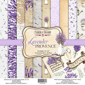 Double-sided scrapbooking paper set Lavender Provence 12"x12", 10 sheets