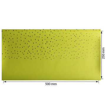 Piece of PU leather with gold stamping, pattern Golden Drops Light green, 50cm x 25cm - 2