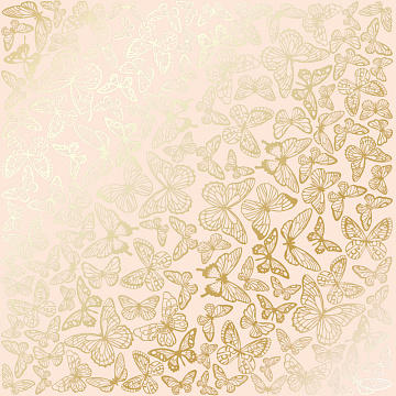 Arkusz papieru jednostronnego wytłaczanego złotą folią, wzór Złote Motyle Beż 30,5x30,5cm 