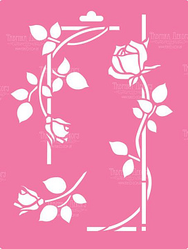 Stencil for decoration XL size (30*21cm),, Curly rose #018