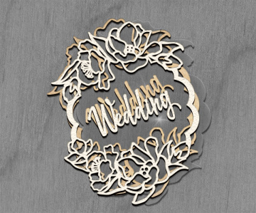 Mega shaker dimension set, 15cm x 15cm, Round frame - Wedding - 2