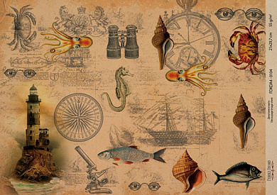декупажная карта на крафт бумаге 21x29,7см, "travels", #00104 фабрика декору