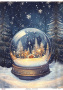 Decoupage Card Snow Globe and Winter Forest, #0902, 29.7x42cm Decoupage Card Snow Globe and Winter Forest, #0902, 29.7x42cm
