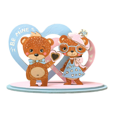 diy wooden coloring set, desk composition "bears in love", #037 - 2