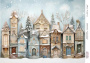Decoupage card «Christmas houses-023» #000873, 21cm x 29,7cm