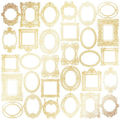 лист односторонней бумаги с фольгированием, дизайн golden frames white, 30,5см х 30,5см