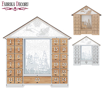 Advent calendar "Fairy house with figurines", for 25 days with volume numbers, LED light, DIY kit
