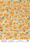 Деко веллум (лист кальки с рисунком) Апельсины и корица, А3 (29,7см х 42см)