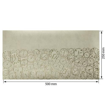 Piece of PU leather for bookbinding with gold pattern Golden Clocks Beige, 50cm x 25cm - 2