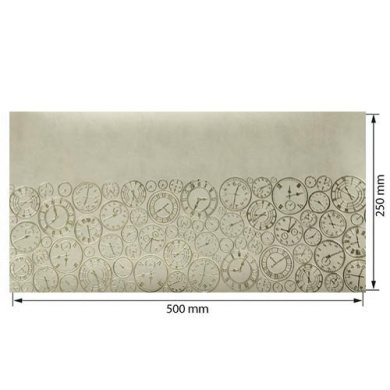 отрез кожзама с тиснением золотой фольгой, дизайн golden clocks beige, 50см х 25см - 2