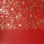 Skóra PU do oprawiania ze złotym tłoczeniem, wzór Golden Pion Red, 50cm x 25cm 