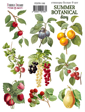 набор наклеек (стикеров) 9 шт summer botanical diary  #188