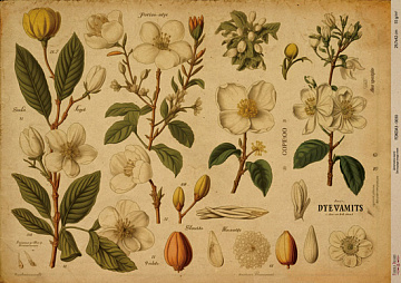 Kraftowy papier do decoupage, 42x29,7 cm, „Botanica Kraft”, #0030